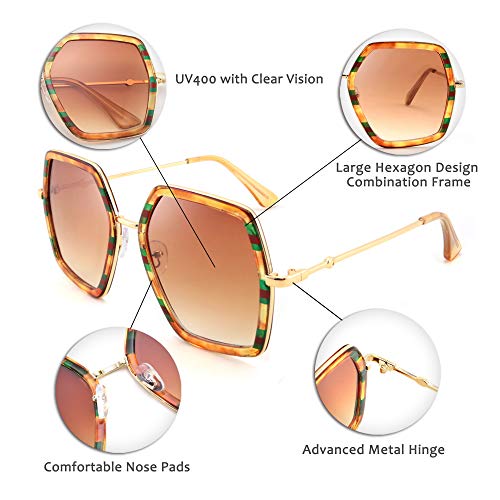 FEISEDY Retro Square Sunglasses for Women Oversized Vintage Polygon Sun Glasses Geometric Irregular Lens B2503