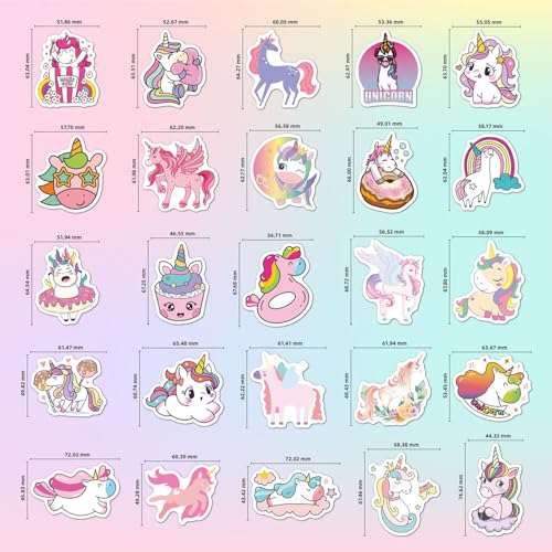 Unicorns Stickers 100 Pcs Waterproof Vinyl Stickers for Water Bottles Pink
