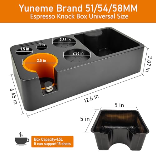 Yuneme Upgraded Espresso Coffee Organizer, Espresso Knock Box Fit for Storage 51/54/58MM, Espresso Tamper Station Espresso Machine Accessories