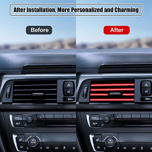 PYHLVCLF 20 Pieces Universal Car Air Conditioner Vent Trim Decoration Strip Accessories, Waterproof Flexible Shiny Auto Car Vent Interior Accessories for All Air Vent Outlet (A-Red - 20 Pieces)