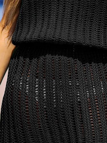 CUPSHE Women Crochet Mini Cover-Up Dress Casual Summer Shoulder Straps Beach Sleeveless Short Cover Up Orange XL