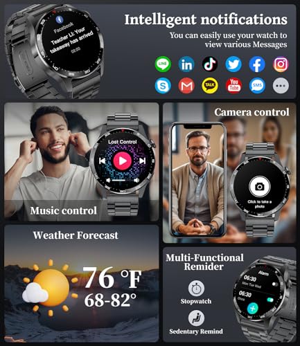 LIGE Smart Watch for Men Women(Answer/Make Call),1.43" HD AMOLED Military Smartwatch for Android/iPhone Phones,Fitness Tracker,Black Sports Watch with HR/Sleep/SpO2 Monitor/IP68 Waterproof/Pedometer