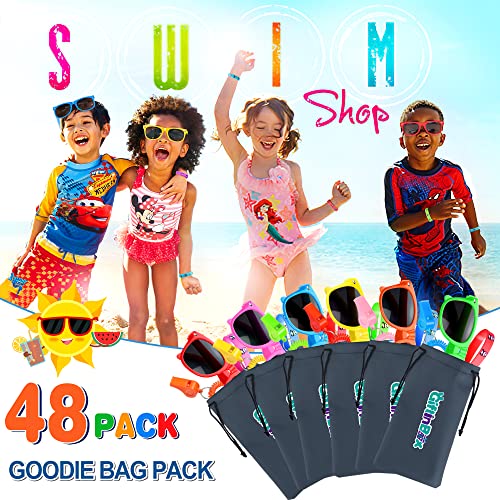 Pool Party Favors Beach Party Favors - 48 PCS Pool Toys For Kids Ages 3 4 5 6 7 8 Beach Balls Bulk, Sand Bucket and Shovels Set, Kids Sunglasses Bulk, Beach Summer Toys, Pool Party Supplies Sand toys