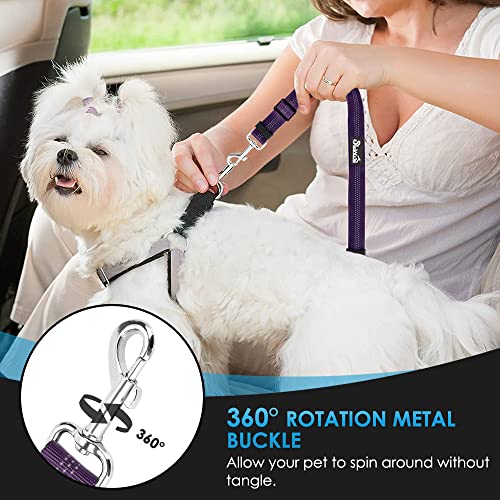 Lukovee Dog Seat Belt for Car, Adjustable Dog Car Harness for Large Medium Small Dogs, Soft Padded & Breathable Mesh Dog Seatbelt with Car Vehicle Connector Strap (Rose Red,Large)
