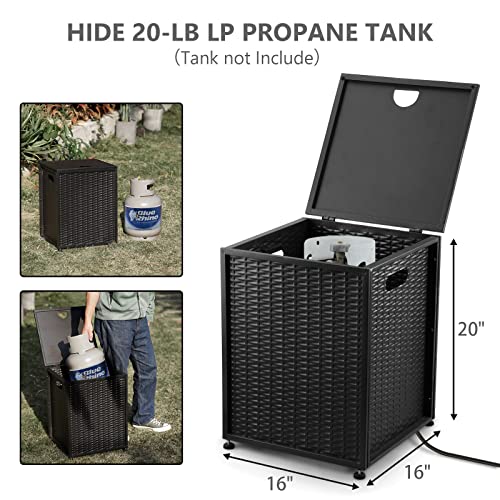 Cecarol Propane Tank Cover Table Hideaway Table for Gas Fire Pits for 20 lbs Propane Tank Outdoor Gas Tank Storage Side Table for Gas Fire Pit Gas Grill Griddle Propane Stoves(Grey)