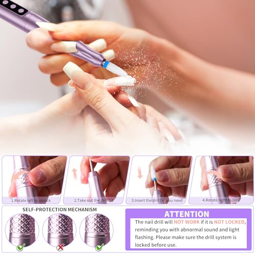 Welan Electric Nail Drill Professional, Cordless Nail Drill, 35000RPM Professional Nail Drill, Portable Efile Nail Drill Machine for Acrylic and Gel Nail with Manicure and Polishing Tool Set (Grey)