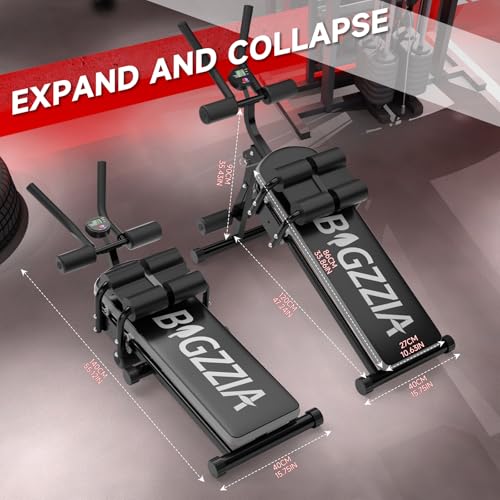 Bigzzia Ab Machine, Ab Workout Equipment Machine for Stomach Workout Foldable Abdominal Trainer for Home Gym Adjustable Ab Exercise Bench Crunch Machine for Core Abdomen, Black