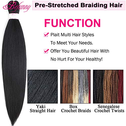 BEFUNNY Pre stretched Braiding Hair 30 Inch 8 Packs Prestretched Braiding Hair Bundles Long Brown/Blonde/White Three Tone Synthetic Crochet Hair For Women, Yaki Straight, Itch Free(30",T4/27/613)