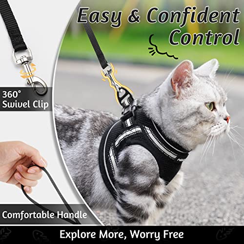 rabbitgoo Cat Harness and Leash Set for Walking Escape Proof, Adjustable Soft Kittens Vest with Reflective Strip for Cats, Comfortable Outdoor Vest, Red, M