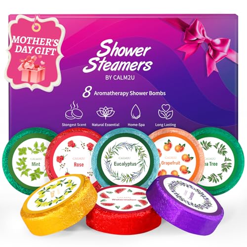 CALM2U Shower Steamers Aromatherapy - Birthday Gifts for Women 8 Pack Shower Bombs with Essential Oils, SPA Self Care Gifts for Women Who Have Everything, Christmas Gifts, Stocking Stuffers for Women