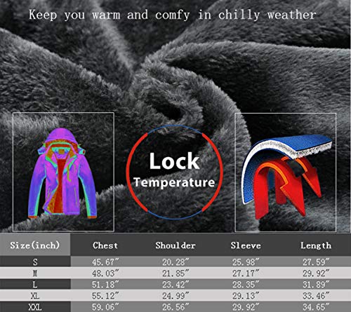Pooluly Men's Ski Jacket Warm Winter Waterproof Windbreaker Hooded Raincoat Snowboarding Jackets Blue Camo-S