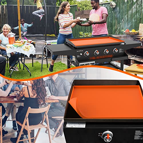 BANGIE Griddle Cover Mat for Blackstone 17 Inch Griddle Accessories - Full Wrap-Around Protection Silicone Mat for Griddle - Food Grade Silicone Grill Mat - ORANGE