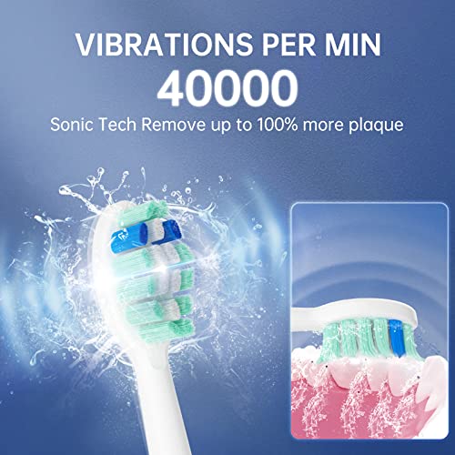 JTF Electric Toothbrush for Adults - Rechargeable Sonic Toothbrush with 6 Brush Heads & Travel Case, Deep Clean 5 Modes, Power Electric Toothbrush with Smart Timer, Black