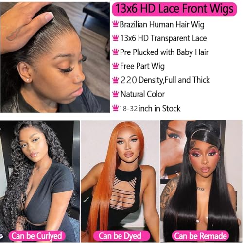 HUICHU 13x6 straight lace front wig human hair (20inch)