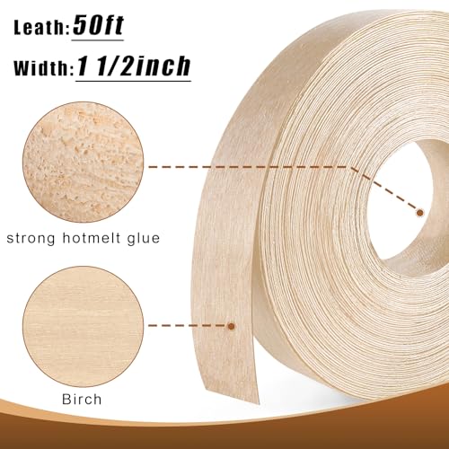 Birch Plywood Veneer Roll Wood Veneer Edge Banding,7/8 inch*25ft Edge Banding, Iron on with Hot Melt Adhesive, Flexible Wood Tape Sanded to Perfection. Easy Application Wood Edging