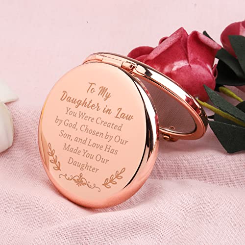 FEELMEM to My Daughter in Law Compact Mirror Bridal Shower Makeup Mirror Future Daughter in Law Gifts from Mother in Law