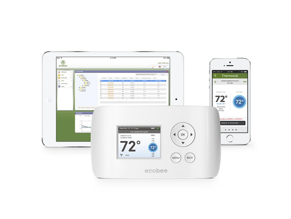 ecobee EB-EMSSi-01 2 Heat 2 Cool Energy Management System Busness/Commercial Thermostat, Full Color NON-Touch Screen, Internet Enabled