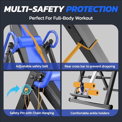 YOLEO Heavy Duty Inversion Table for Back Pain Relief with Adjustable Protective Belt 2023 Upgraded Inversion Foldable Heavy Duty up to 300 lbs