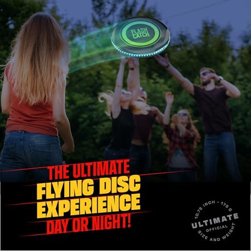 FlashCatch Light-up Flying Disc - Rechargeable, Multi Color, Motion Activated Frisbee - Teen Boy Gifts - Cool Birthday Men - 13 Year Old Boys Gift - Teenage Boy - Teens Stuff 10-12 12-14 13-15