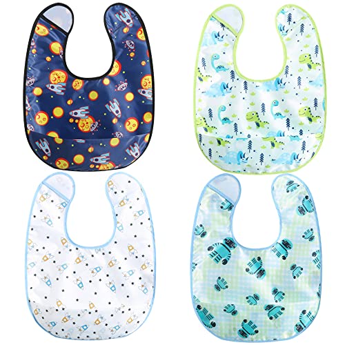 Baby bibs Waterproof Toddler bib - Feeding bib with Pocket for Infant Boy Girl Washable 6-55M