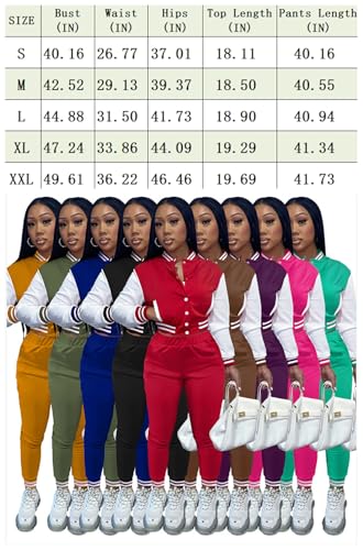 KELOVEPAN Casual Sweatsuits Women 2 Piece Sets Long Sleeve Patchwork Button Down Bomber Varsity Jackets Pants Set Sexy Black S