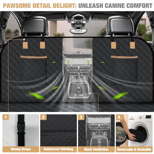 Lekereise Dog Car Seat Cover for Back Seat,Hard Bottom Dog Hammock for Car,Camping Air Mattress, Hammock Travel Bed for Car SUV Truck (Black)
