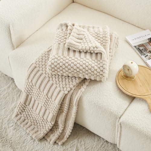 lifein Fall Throw Blanket for Couch-Soft Boho Bed Throw Blanket,Beige Fleece Cozy Blanket for Autumn,Cute Tan Fluffy Lightweight Blankets&Throws for Sofa,Chair,Home Decor,Woman,Man(50x60,Khaki)