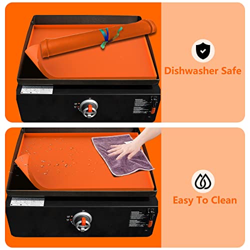 BANGIE Griddle Cover Mat for Blackstone 17 Inch Griddle Accessories - Full Wrap-Around Protection Silicone Mat for Griddle - Food Grade Silicone Grill Mat - ORANGE
