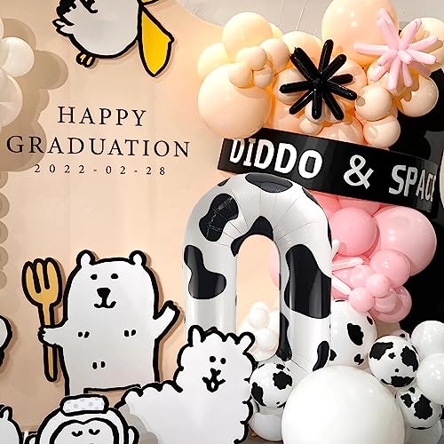 Cow Balloons,Cow Print Balloons,Number Balloons 0-9 for Cow Party Decoration,Funny Farm Balloons for Children's Birthday Farm Party Wedding Anniversary Decoration Supplies (Number 0)