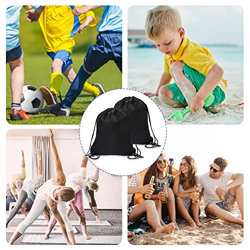 Sliverdew 2 Pcs Black Drawstring Backpack Bags Sports Cinch Sack String Bags Drawstring Gym Bag Draw String Backpack Bulk Swimming String Bags