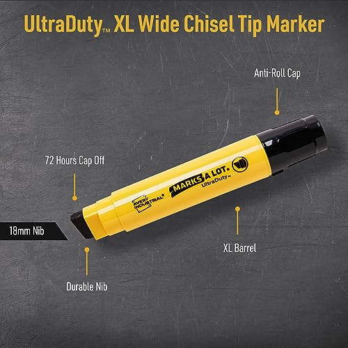Avery Marks A Lot UltraDuty Permanent Markers, XL Wide 18mm Chisel Tip, Water Resistant, 1 Black Industrial Marker (29865)