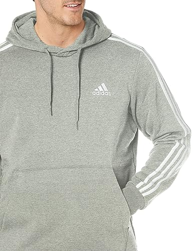 adidas Men's Essentials Fleece 3-stripes Hoodie, Medium Grey Heather, 3X-Large Tall