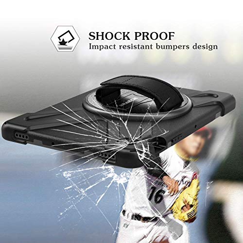 BRAECN for Galaxy Tab S5e Case, Heavy Duty Shockproof Case with Rotating Kickstand/Hand Strap and Carrying Shoulder Strap for Samsung Galaxy Tab S5e 10.5 Inch 2019 Tablet SM-T720/SM-T725(Black)
