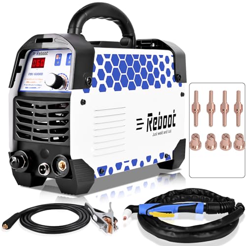 Reboot Plasma Cutter RBC6000DL PRO, 60 Amp Non Touch Pilot Arc Plasma Cutter Machine, 5/8 inch Clean Cut 4/5 inch Severance Cut, Dual Voltage 120V/240V with Consumables, Upgrade Digital Display