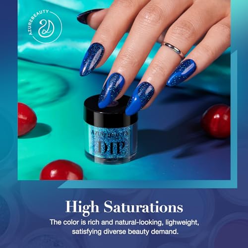 AZUREBEAUTY Dip Powder Nail Set Orange Gold Red Shimmery Green Glitter Fall Autumn Dark 6 Colors Dipping Powder Starter Kit French Pumpkin Maple Nail Art Manicure DIY Salon, No Need Nail Lamp Cured