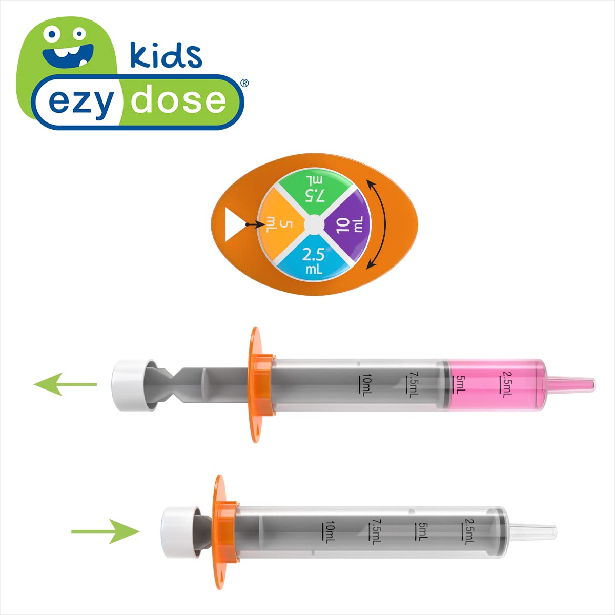 EZY DOSE Kids Baby Oral Syringe & Dispenser, True Easy Design for Liquid Medicine, Easy to Control, 10 mL/2 TSP Color Coded, BPA Free