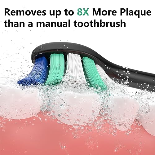 Zegupal Toothbrush Heads Compatible with Philips Sonicare Electric Toothbrush, 4Pcs Diamond Brush Heads,4Pcs Standard Clean Brush Heads,8 Black Medium Toothbrush Heads