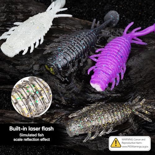 THKFISH Swimbait Fishing Lures,Soft Plastic Fishing Lures Pre-Rigged Jig Head Soft Lures 5 Piece Swimbaits Kit with Hook and Noise Attractor Beads,Great for Catches All Species