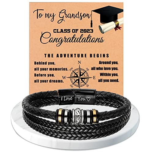 Boyfriend Gifts Cross Leather Bracelets for Men Black Braided 1 Year Anniversary Easter Gifts for Boyfriend I Love You Gifts for Him Retirement Birthday Jewelry