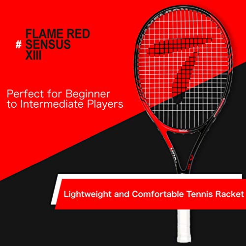 Teloon Sensus Series | Triple Shock Absorption | Adult Tennis Racquet, Women Tennis Racket Includes Bag Cover, Shock Absorber, Tennis Grip (Flame Red)