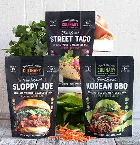 Urban Accents Korean BBQ Plant Based Meatless Mix – Gluten Free Plant Based Protein & Korean Seasoning Blend, 3-pack