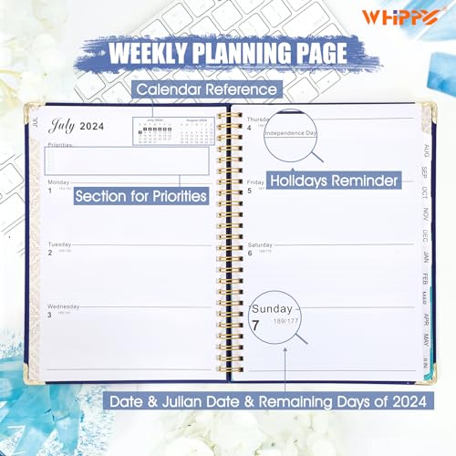 2024-2025 Academic Planner - July 2024 - June 2025, 6.3" x 8.5", School Planner 2024-2025 Weekly Monthly Planner with Tabs, Hardcover, Thick Paper, A5 Agenda Calendar Organizer, Black