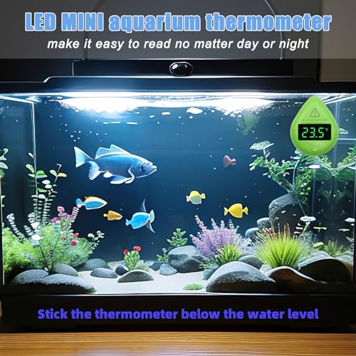 Aquarium Temperature Alarm Monitoring Tool Mini Digital Alarm Thermometer Fish Tank Mini Terrarium Tank Turtle Tank Tropical Fish Bowl Digital Thermometer Accurate LED Display to ±0.9℉