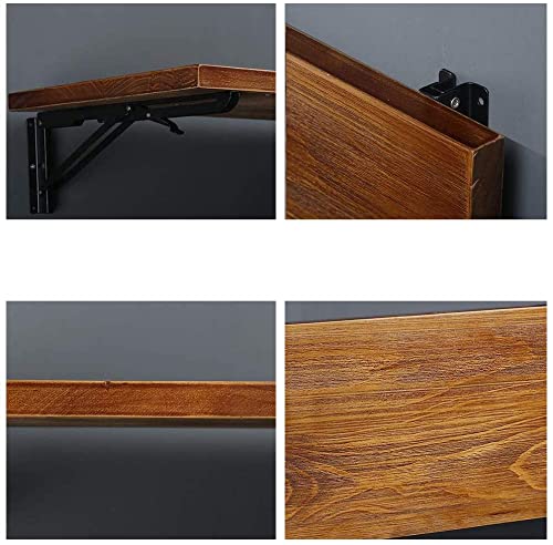 (31" Lx16 W) Industrial Rustic Folding Wall Mounted Workbench Drop Leaf Table, Dining Table Desk, Pine Wood Wall Mounted Bar Tables,Workbench,Study Table,Collapsible Butcher Block Solid Wood Table