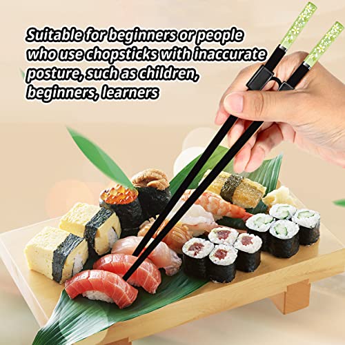 10 Pairs Reusable Training Chopsticks for Kids Adults Trainers Beginner and Learner, Portable Practice Alloy Chopsticks Set, Dishwasher Safe, L9.45Inch(Chopstick Amber cherry black 10pcs)