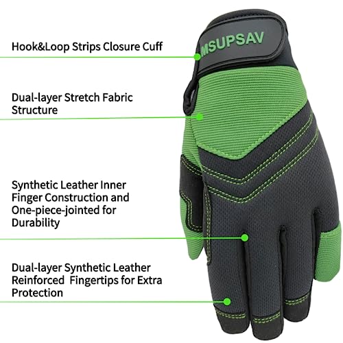 MSUPSAV Gardening Gloves for Gardening,Synthetic Leather Garden Gloves,Work Gloves with Touch Screen,Gardening Gifts for Women,Purple, Medium