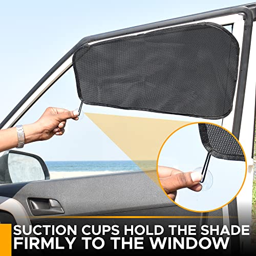 EcoNour Car Driver Front Window Sun Shade | Magnetic Window Curtain Protects from Harmful Sun Rays for Drivers | Side Window Screen Sunshade for Cars Prevents Sun Damage | Black (1-Piece)