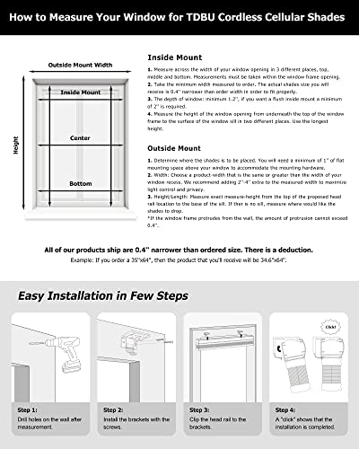 LazBlinds Top Down Bottom Up (TDBU) Cordless Cellular Shades, Blackout Light Blocking Honeycomb Shades Pleated Blinds for Window Size 30" W x 64" H, Brown