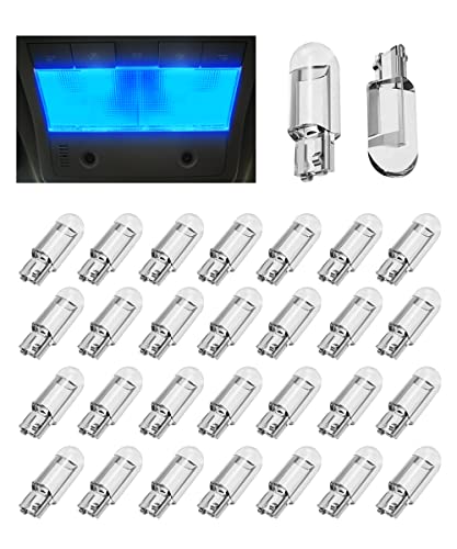 AOCISKA 30PCS 12V 194 LED Light Bulbs,Led Interior Car Light White Led Reverse Lights Day Running Light,168 2825 W5W T10 Wedge COB LED Replacement Bulbs,6000K Error Free Led Bulb Dash Light (Blue)