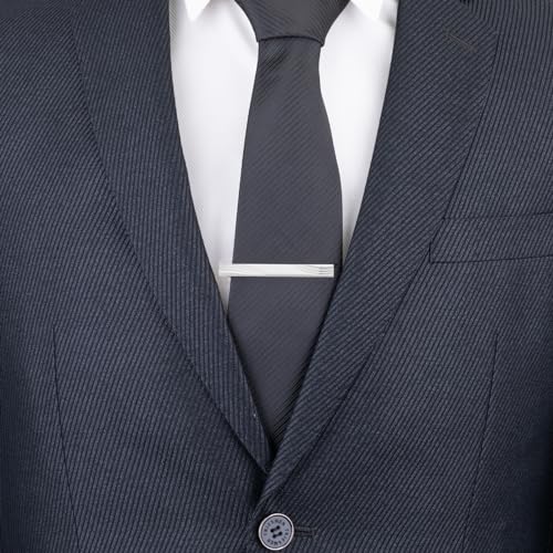 Dannyshi Tie Clips for Men, Black Gold Silver Tie Bar clip Set Gift for Groom Husband Boyfriend (01)